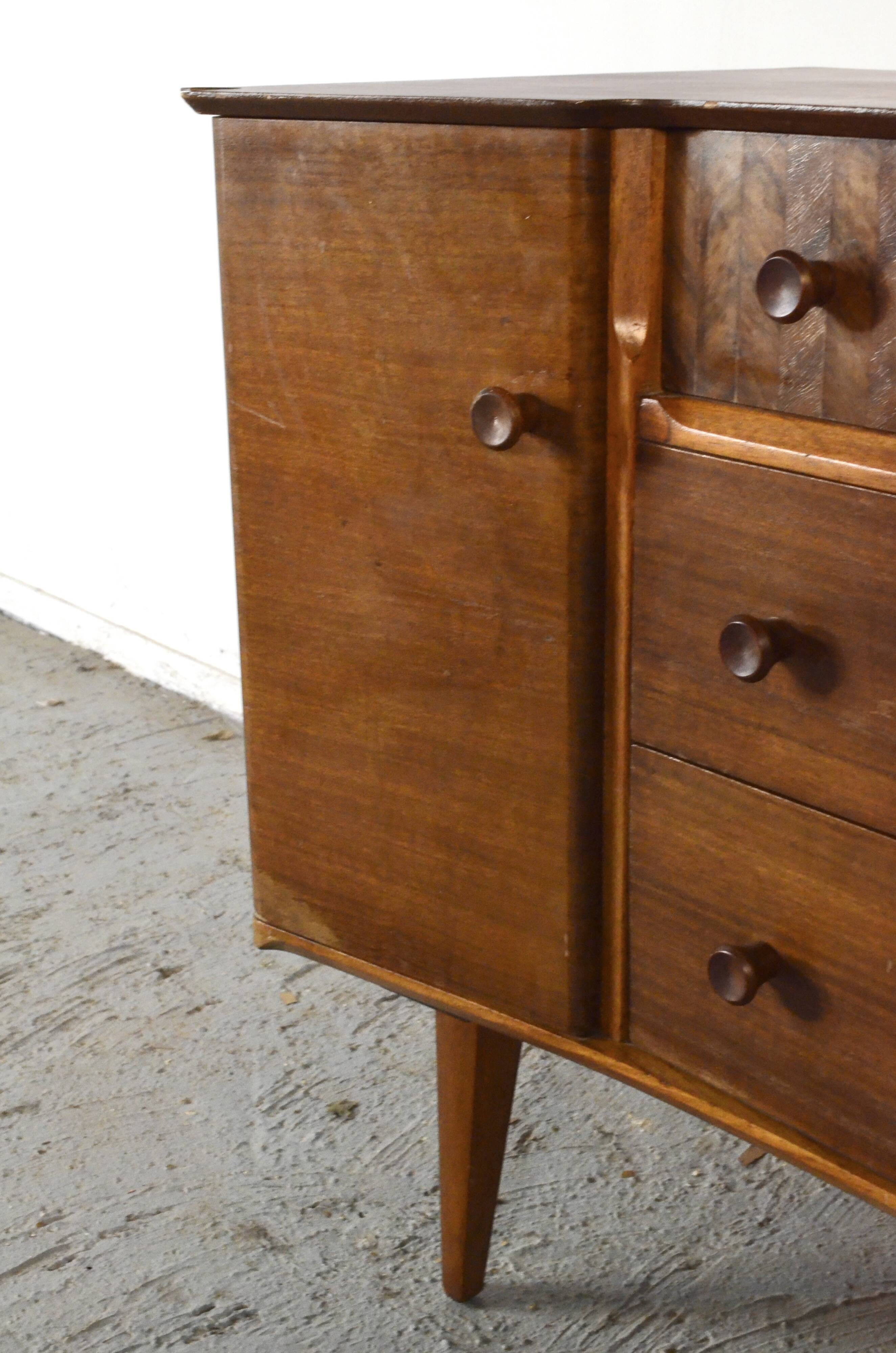 Vintage Midcentury Uniflex Walnut And Teak Sideboard / Dressing Table.