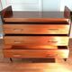 3-drawer chest of drawers in mahogany, black metal and gilded brass 1950 Vintage.