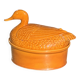 Duck, slip, glazed ceramic terrine, brown, vintage