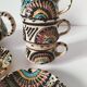 Vintage Moroccan tea set, teapot and 6 cups and saucers