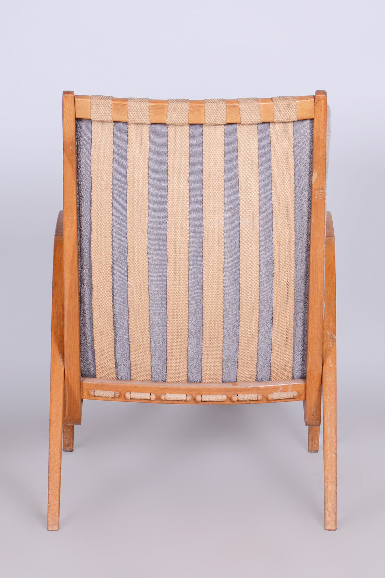 Grey mid century oak armchair by Jan Vanek 1950s Czechia