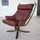 Chaises Falcon à ailes et dossier haut en cuir Sigurd Resell vintage rétro