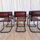Set of 6 Vintage Cognac Leather Dining Chairs: Quilted Industrial Armchair