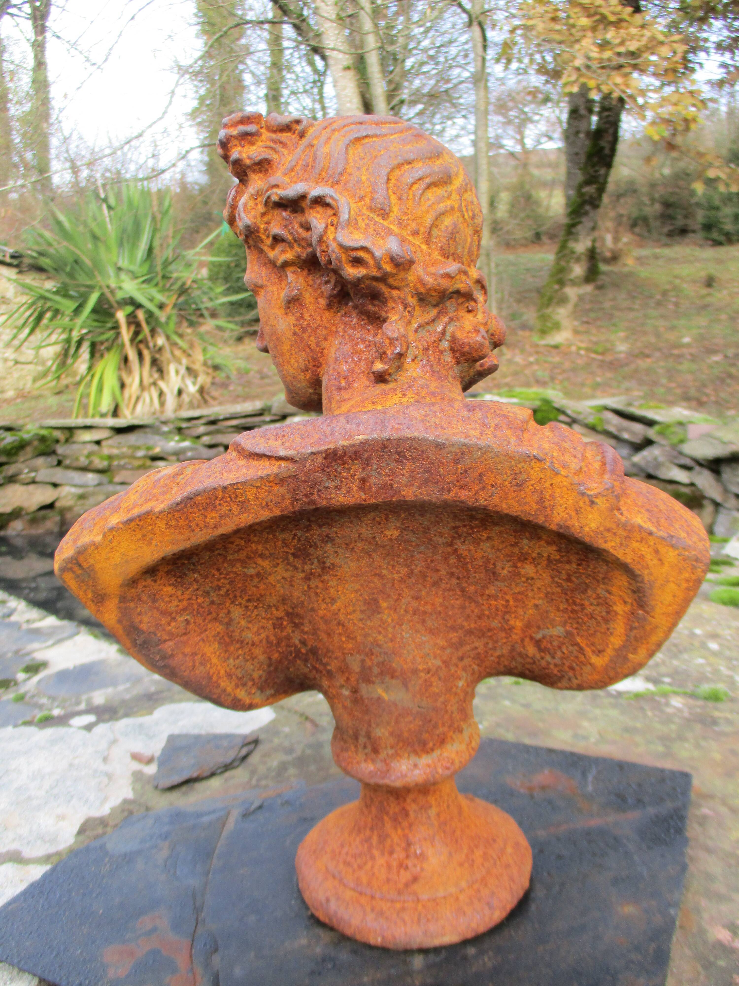 Cast iron bust of a 19th century roman woman