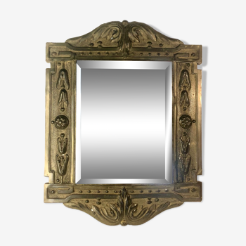 19th century mirror in embossed copper