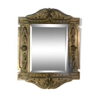 19th century mirror in embossed copper