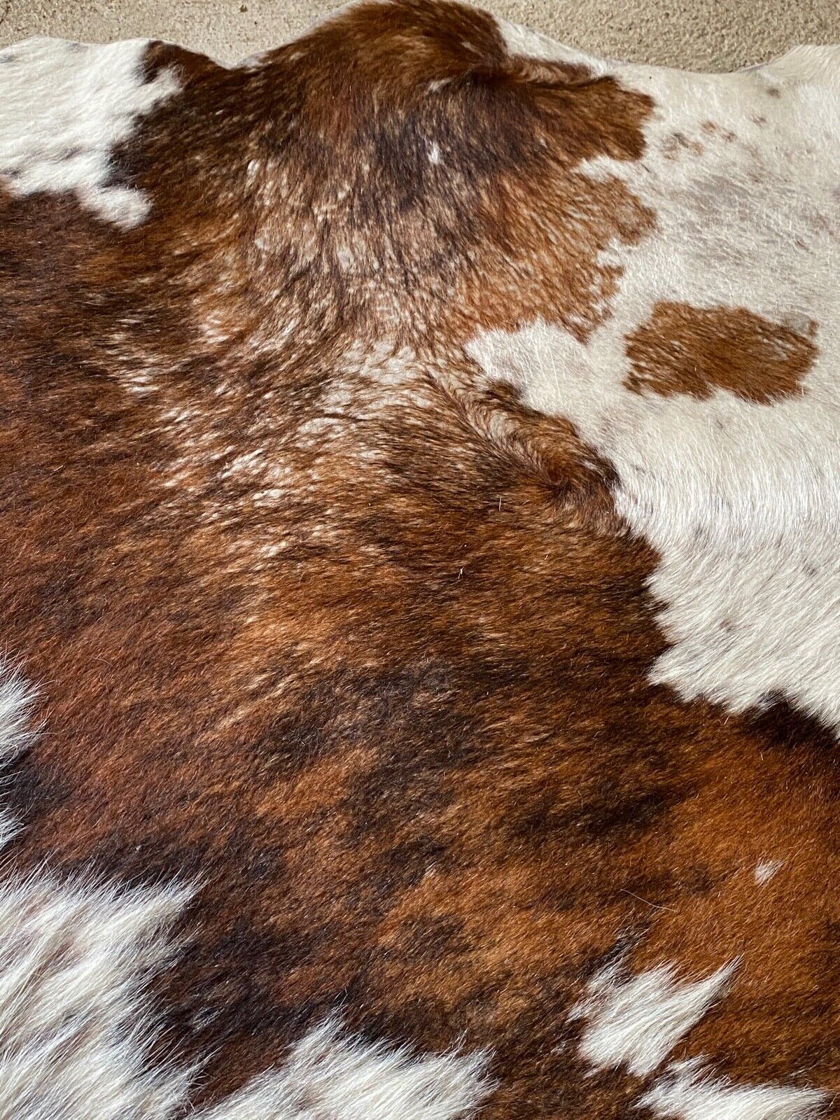Cowhide carpet white and brown 1970 230 x 219