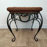 Rattan and wrought iron coffee table