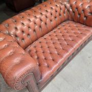 Vintage Chesterfield 2-Seater Sofa in Burgundy Leather with Button Tufting
