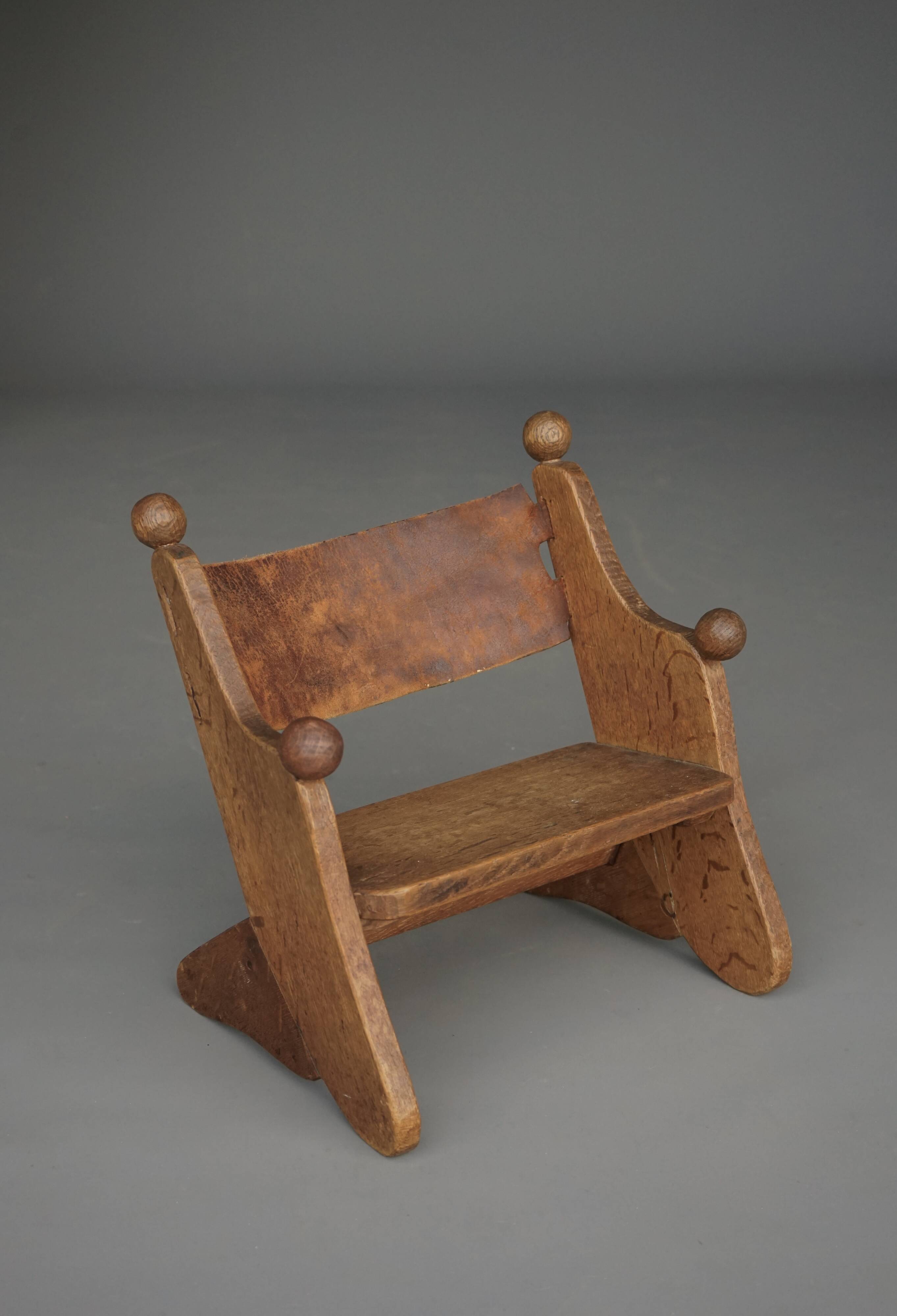 Vintage Childrens Oak Chair. 1930s