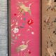 4-panel Japanese screen, 19th century, bird silk embroidery