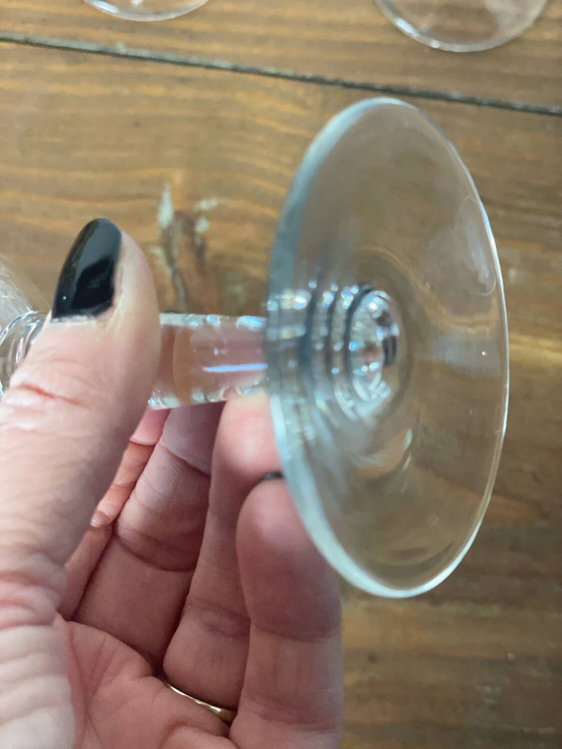 6 engraved crystal wine glasses with stems