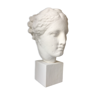 Tète grecque d'Hygie d'ap Scopas art grec hellénistique en terre cuite blanchie façon plâtre