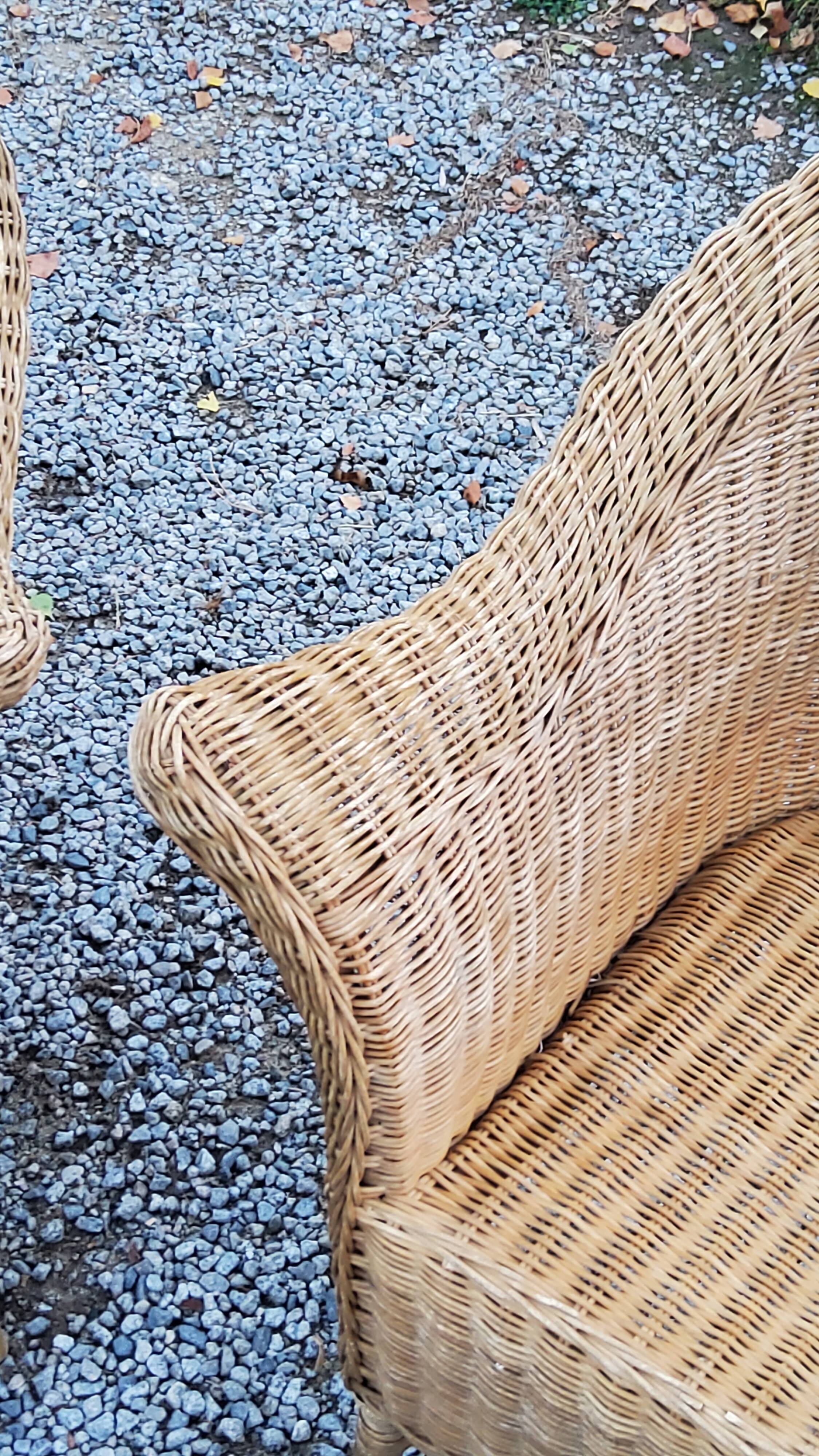 Pair of armchairs and bench in rattan and bamboo from the 60s/70s