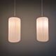 Pair of ribbed white opaline pendants, Philips, 1960s