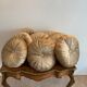 Gold lamé round velvet cushion