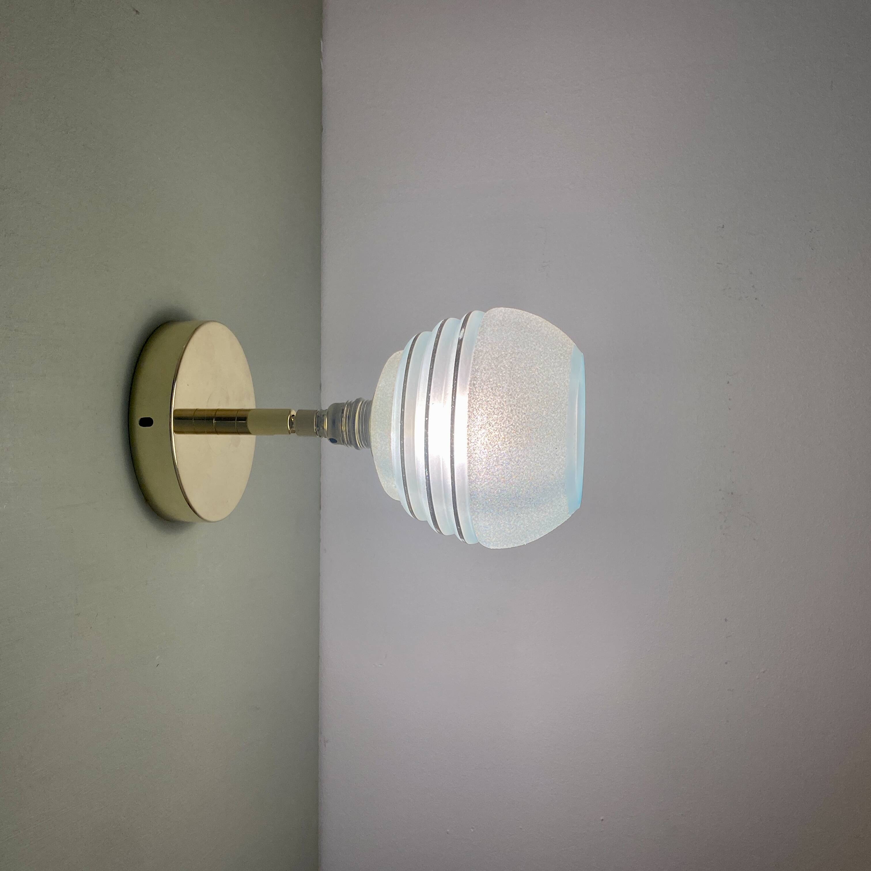 Vintage tuliepe wall light in blue and gold granite glass