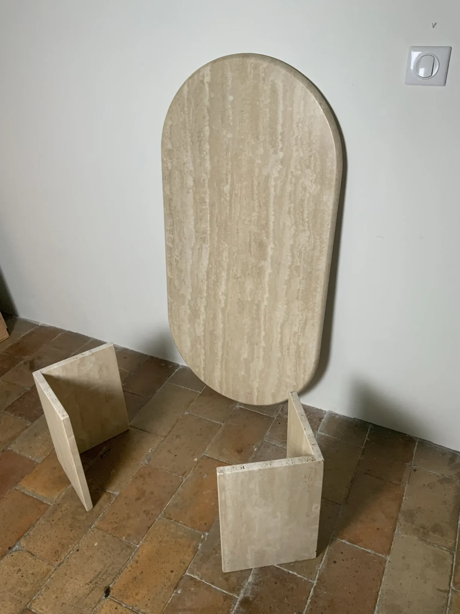 Travertine coffee table