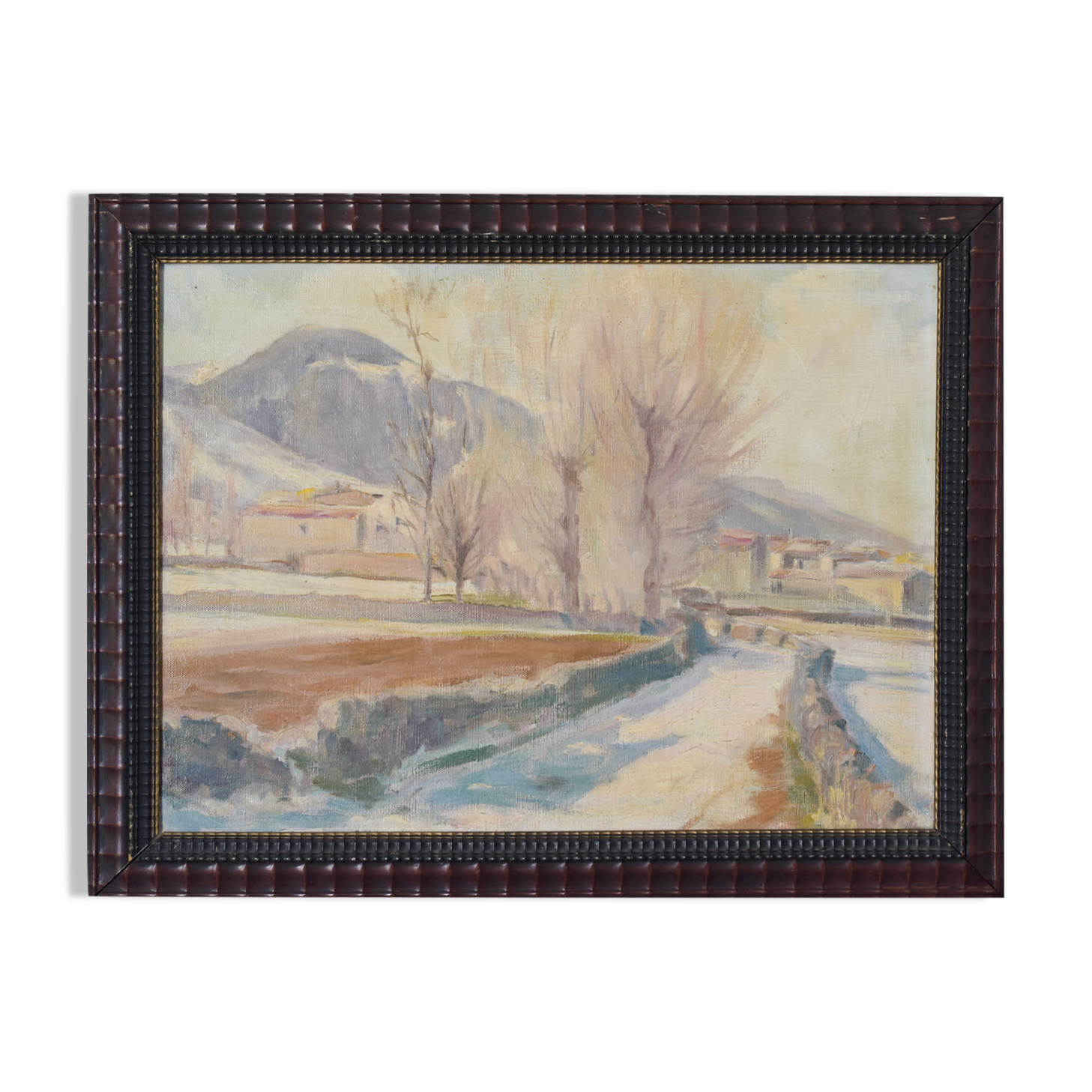 Impressionist Snowscape With Mountain Village