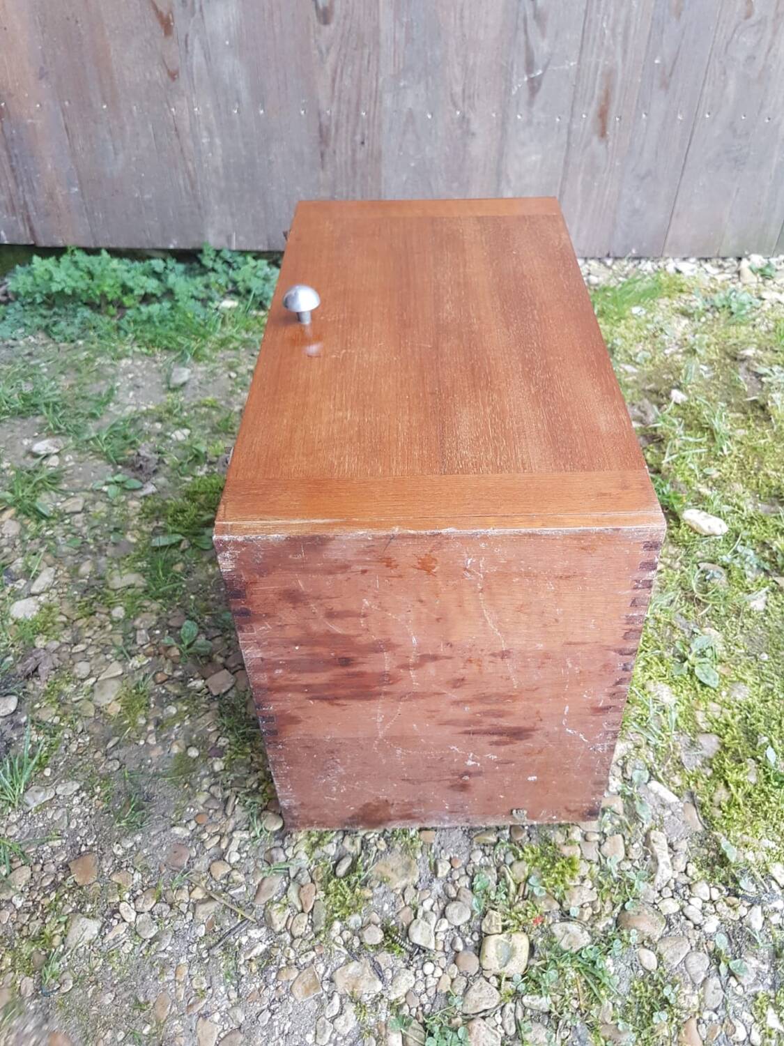 Old wooden transport trunk vintage jouan material #a653