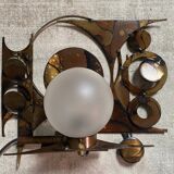 Brutalist metal wall sculpture by Henrik Horst, Denmark, circa 1970.