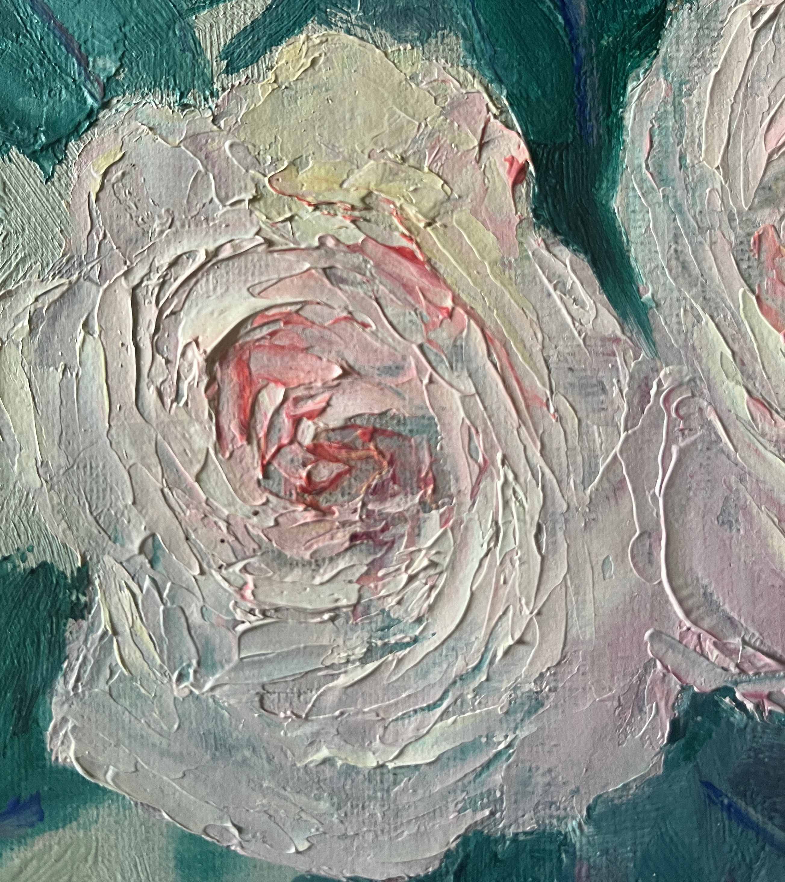 Old painting HST "Bouquet of Roses in a Vase" signed 1959