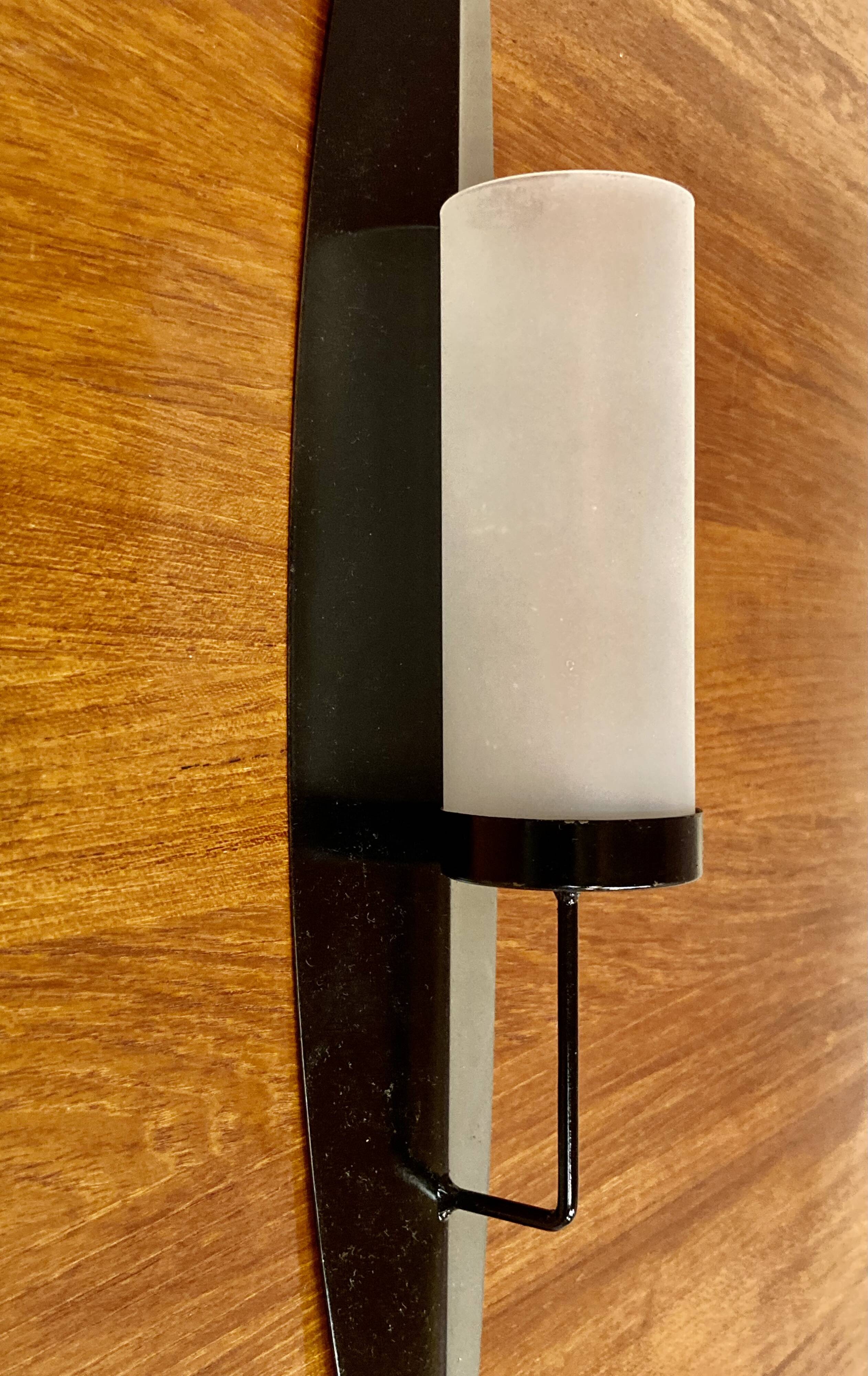 Pair of scandinavian design metal and glass lanterns.