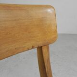 Wooden high chair, swivel chair, school chair, 1950s