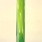 Vintage blown glass vase, twisted, blue and green, height: 39cm