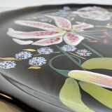 LONGWY earthenware dish with lilies signed L. VALENTI