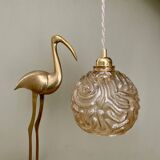 Vintage amber glass globe pendant light