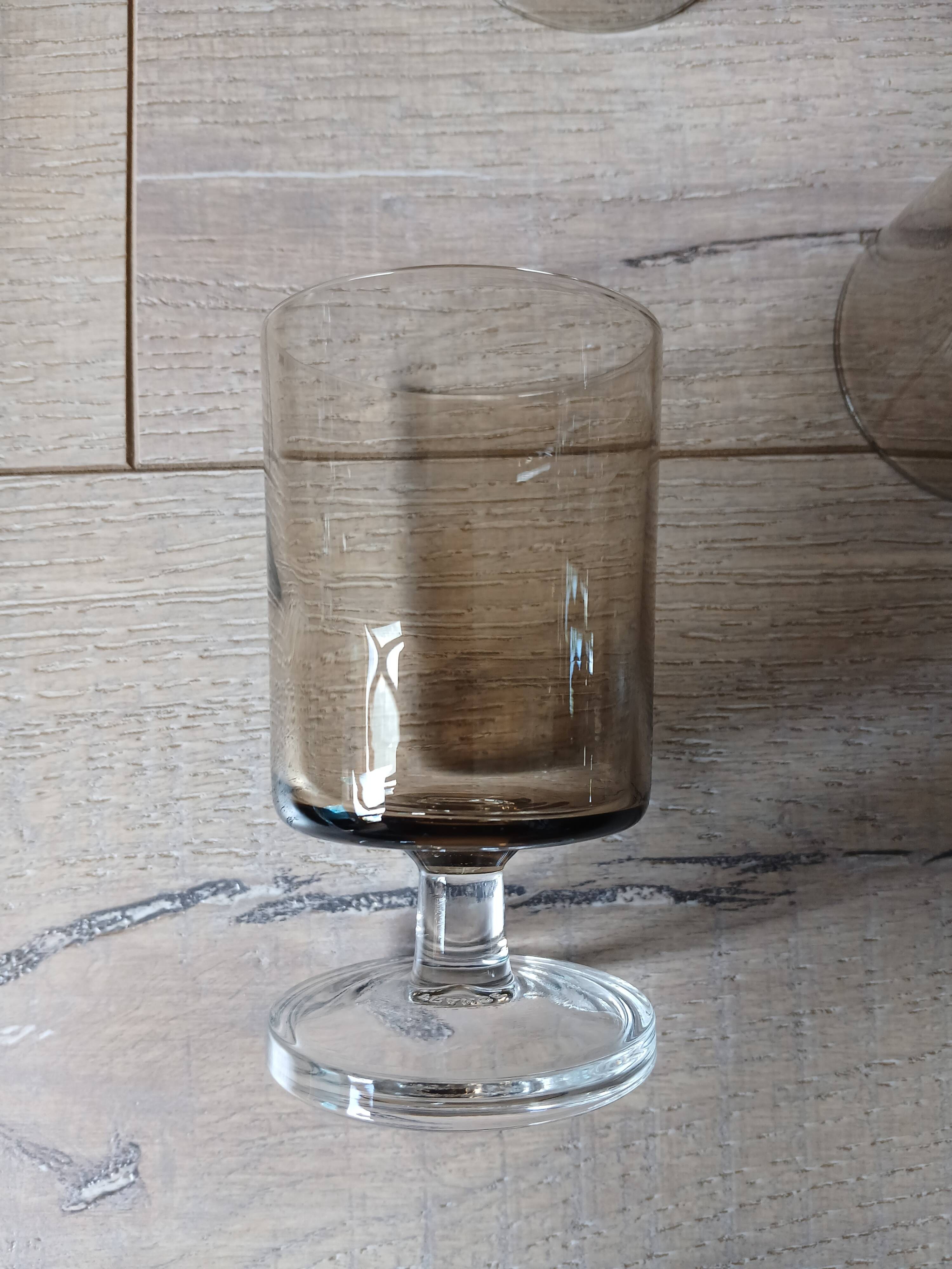 17 vintage stemmed glasses in smoked glass