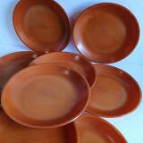 Set of 9 vintage opaline brown plates