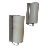 Pair of vintage adjustable wall lights, white metal, Sweden 1970