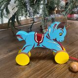 Vintage wooden pull-along horse