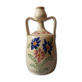 Polychrome earthenware vase decorated with flowers