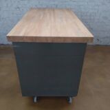 Bureau en métal avec plateau en hévéa