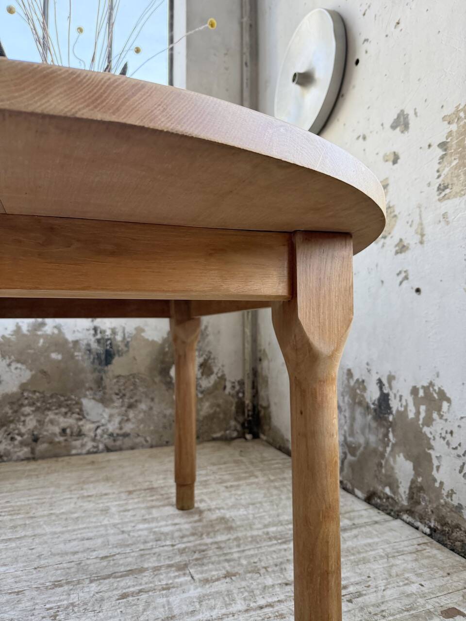 Oval farmhouse table oak 1960