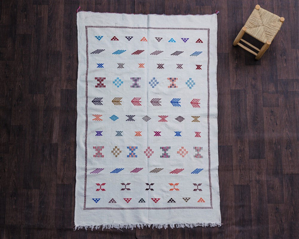 Berber white bohemian carpet 145x225 cm