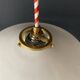 White opaline pendant light and handmade antique crochet lampshade