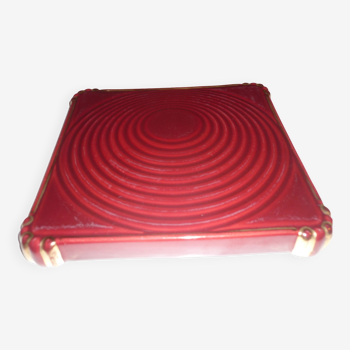 Vallauris ceramic red and gold trivet 1950