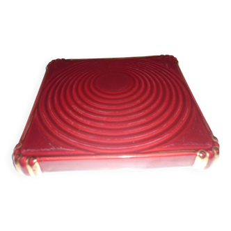 Vallauris ceramic red and gold trivet 1950