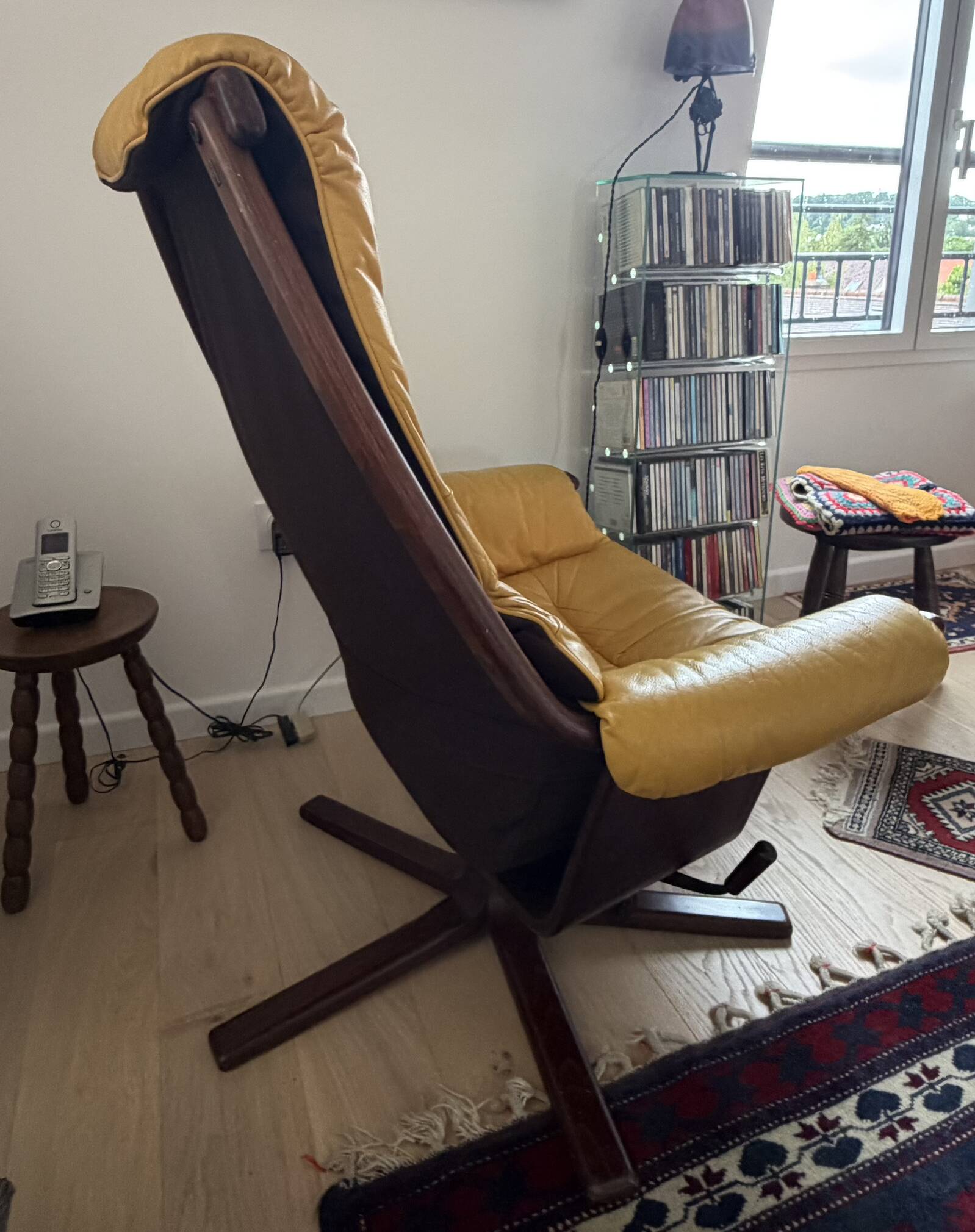 leather armchair + footrest