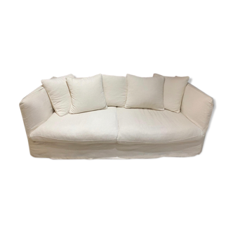 4p convertible white linen sofa
