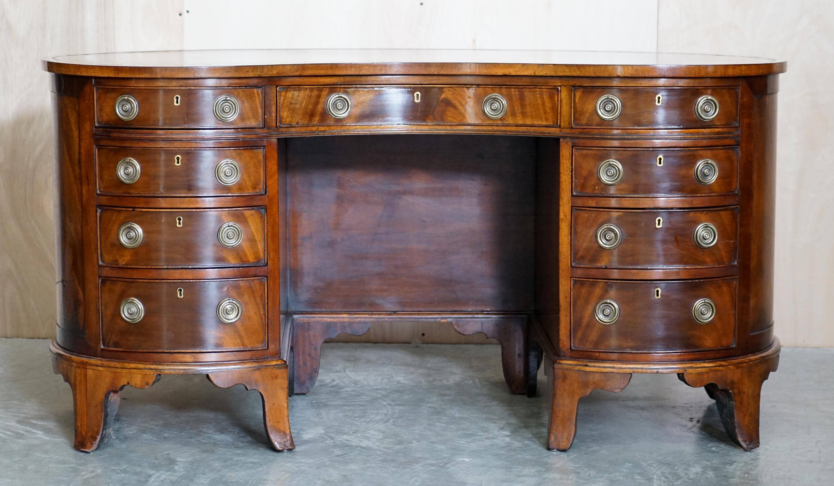 Victorian desk with leather top, restored.