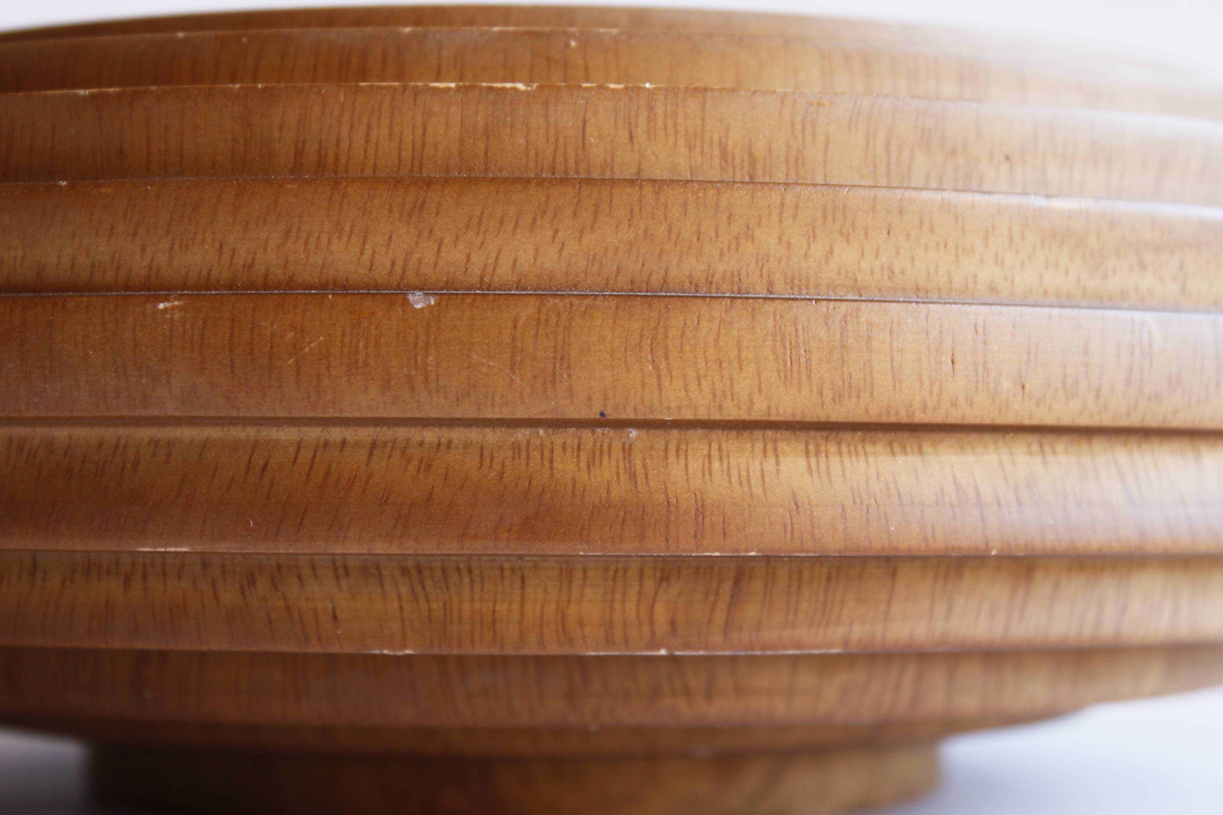 Ribbed turned wooden bowl, 1980