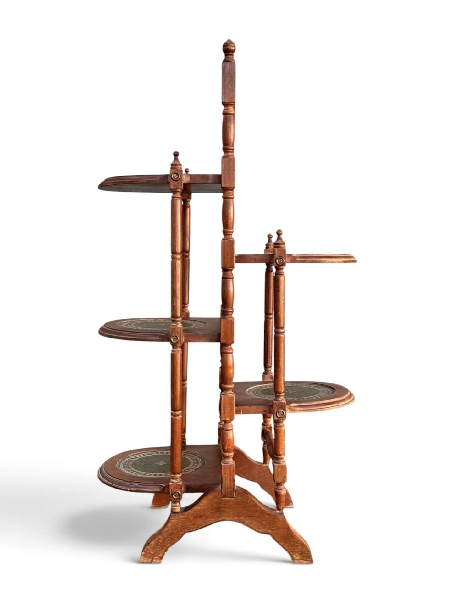 Wood and leather plant stand