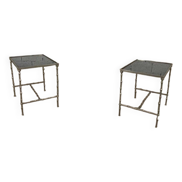 Paire de tables basses en laiton des années 1960