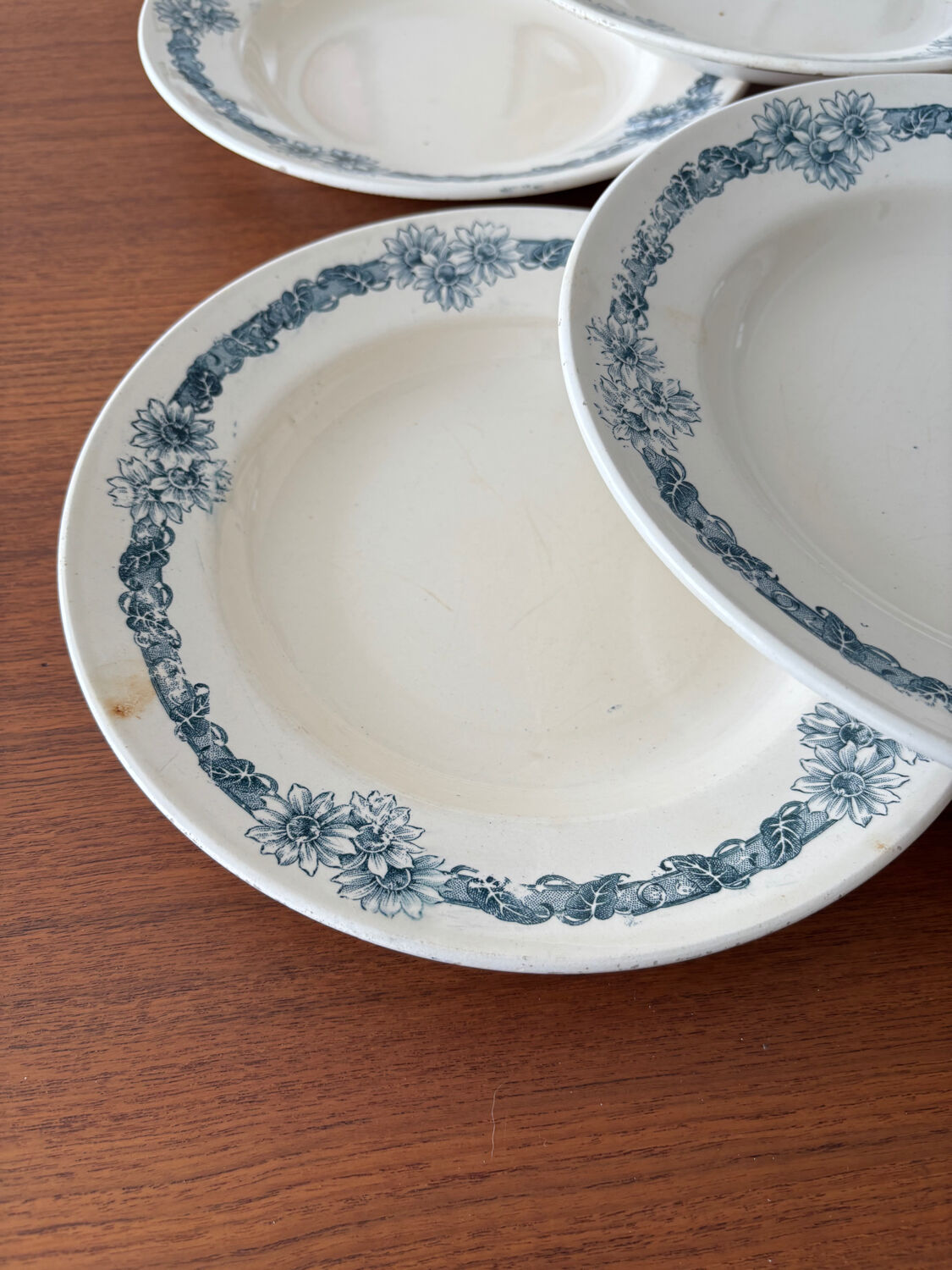 Set of 6 semi-deep plates in ironstone Longchamp model Denise.