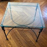 Table basse en verre et fer forgé